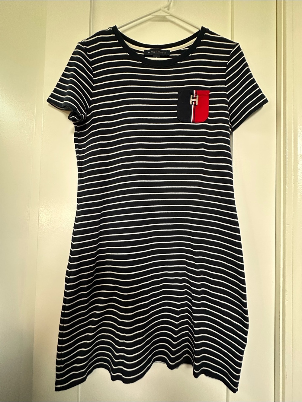 Tommy Hilfiger Navy & White Striped T-Shirt Dress